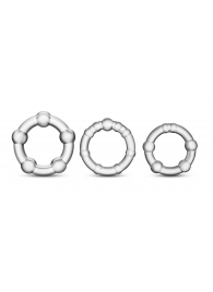 Набор из 3 прозрачных эрекционных колец Stay Hard Beaded Cockrings - Blush Novelties - в Батайске купить с доставкой