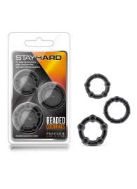 Набор из 3 чёрных эрекционных колец Stay Hard Beaded Cockrings - Blush Novelties - в Батайске купить с доставкой