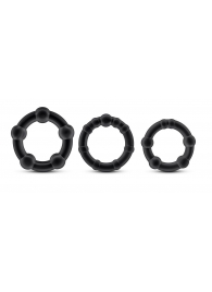 Набор из 3 чёрных эрекционных колец Stay Hard Beaded Cockrings - Blush Novelties - в Батайске купить с доставкой