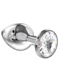 Большая серебристая анальная пробка Diamond Clear Sparkle Large с прозрачным кристаллом - 8 см. - Lola Games - купить с доставкой в Батайске