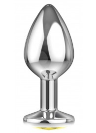 Малая серебристая анальная пробка Diamond Yellow Sparkle Small с жёлтым кристаллом - 7 см. - Lola Games - купить с доставкой в Батайске