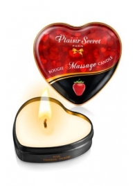 Массажная свеча с ароматом клубники Bougie Massage Candle - 35 мл. - Plaisir Secret - купить с доставкой в Батайске