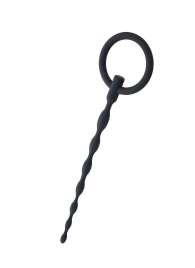 Чёрный уретральный плаг с кольцом - ToyFa - купить с доставкой в Батайске