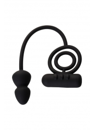 Чёрное эрекционное кольцо с вибропулькой и анальным хвостом - Erotist Adult Toys - в Батайске купить с доставкой