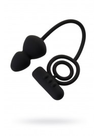 Чёрное эрекционное кольцо с вибростимулятором и анальным хвостом - Erotist Adult Toys - в Батайске купить с доставкой