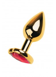 Золотистая анальная пробка с кристаллом-сердцем - 7,5 см. - ToyFa - купить с доставкой в Батайске