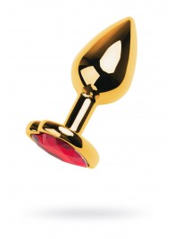 Золотистая анальная пробка с кристаллом-сердцем - 7,5 см. - ToyFa - купить с доставкой в Батайске