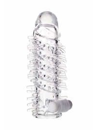 Насадка на пенис TOYFA A-Toys с вибропулей и шипами - 13,4 см. - A-toys - в Батайске купить с доставкой