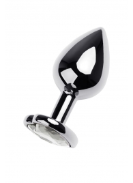 Серебристая анальная пробка с прозрачным кристаллом-сердцем - 8 см. - ToyFa - купить с доставкой в Батайске