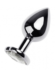 Серебристая анальная пробка с прозрачным кристаллом-сердцем - 8 см. - ToyFa - купить с доставкой в Батайске