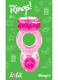 Розовое эрекционное кольцо с вибрацией Rings Ringer - Lola Games - в Батайске купить с доставкой
