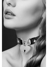 Черный чокер с замком в форме сердца - Bijoux Pour Toi - купить с доставкой в Батайске