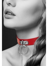 Красный узенький чокер с кольцом - Bijoux Pour Toi - купить с доставкой в Батайске