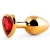 Золотистая анальная пробка с красным стразом-сердечком - 8 см. - Anal Jewelry Plug - купить с доставкой в Батайске