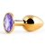 Золотистая анальная пробка с фиолетовым стразом - 7,2 см. - Anal Jewelry Plug - купить с доставкой в Батайске