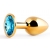 Золотистая анальная пробка с голубым стразом - 7,2 см. - Anal Jewelry Plug - купить с доставкой в Батайске