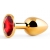 Золотистая анальная пробка с красным стразом - 7,2 см. - Anal Jewelry Plug - купить с доставкой в Батайске