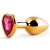 Золотистая анальная пробка с малиновым кристаллом-сердечком - 7 см. - Anal Jewelry Plug - купить с доставкой в Батайске