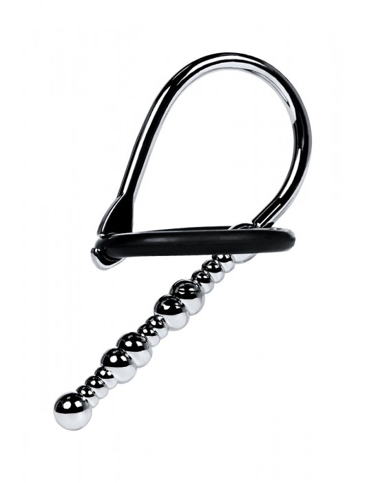 Серебристый уретральный плаг-бусины TOYFA Metal с мягким фиксириющим кольцом - ToyFa - купить с доставкой в Батайске