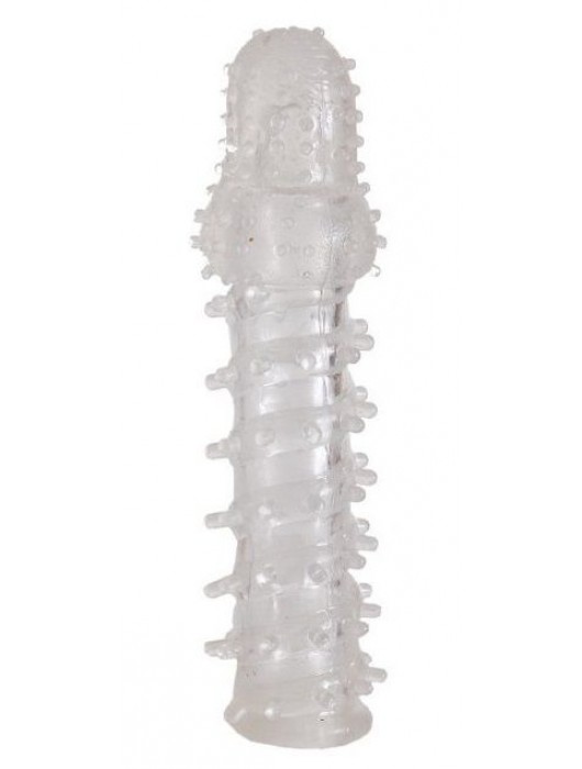 Прозрачная, закрытая насадка с шипами и точками - 13,5 см. - Toyfa Basic - в Батайске купить с доставкой