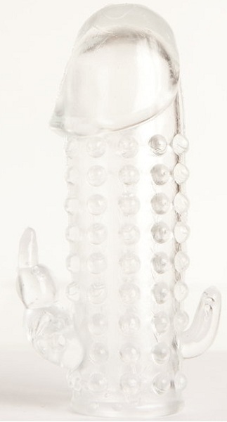 Гелевая прозрачная насадка с 2 отростками - 13 см. - Toyfa Basic - в Батайске купить с доставкой