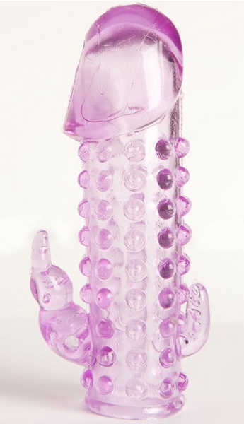 Закрытая фиолетовая насадка с 2 отростками - 13 см. - Toyfa Basic - в Батайске купить с доставкой