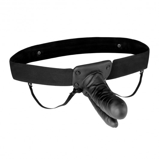 Полый страпон с двумя отростками и вибрацией Unisex Vibrating Hollow Strap-On Double Penetrating Dildo - 17,8 см. - Lux Fetish - купить с доставкой в Батайске