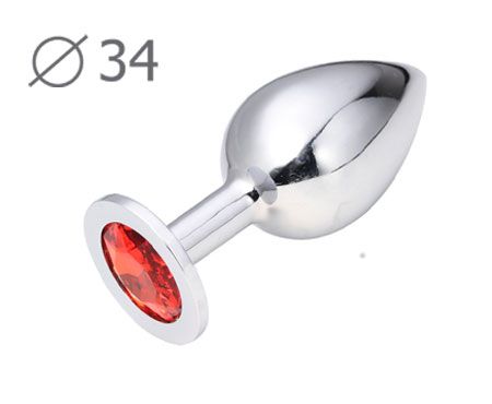 Коническая серебристая анальная втулка с красным кристаллом - 8,2 см. - Anal Jewelry Plug - купить с доставкой в Батайске