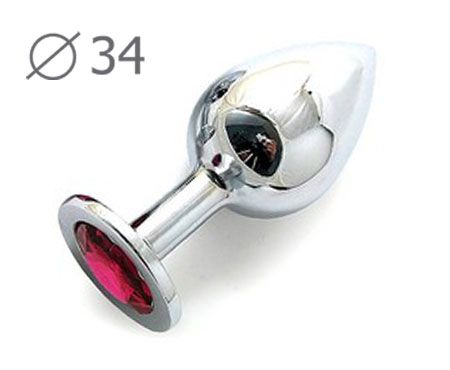 Коническая серебристая анальная втулка с малиновым кристаллом - 8,2 см. - Anal Jewelry Plug - купить с доставкой в Батайске