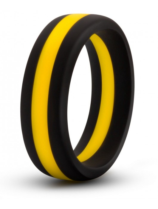 Черно-желтое силиконовое эрекционное кольцо Silicone Go Pro Cock Ring - Blush Novelties - в Батайске купить с доставкой