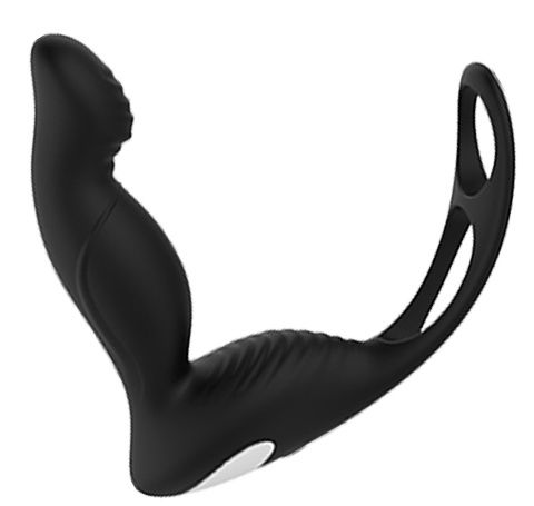 Черный вибромассажер простаты P-PLEASER W ERECTION ENHANCE - Dream Toys - в Батайске купить с доставкой