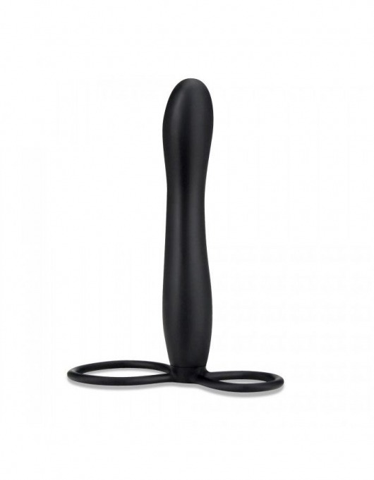 Черная насадка на пенис для двойной стимуляции Mojo BlackJack - 15 см. - Seven Creations - в Батайске купить с доставкой