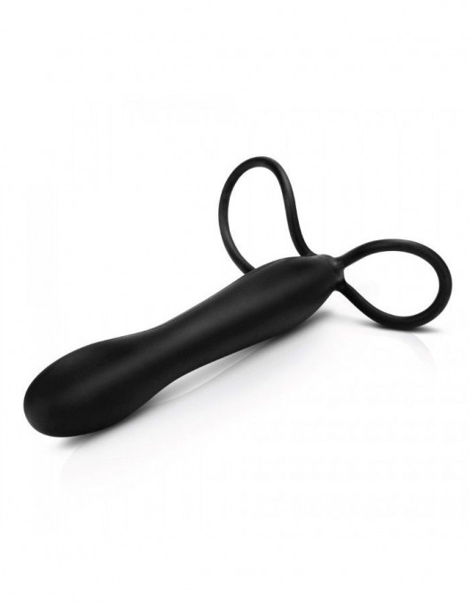 Черная насадка на пенис для двойной стимуляции Mojo BlackJack - 15 см. - Seven Creations - в Батайске купить с доставкой