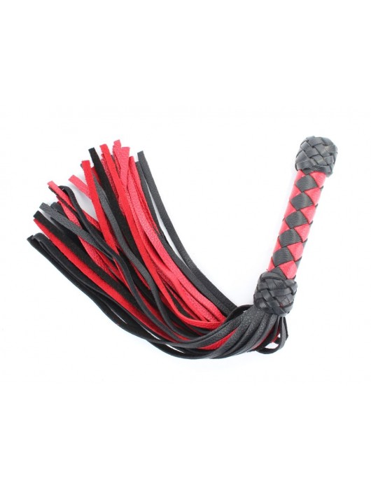 Черно-красная клеть с плетеной ручкой с ромбовидным узором - 45 см. - БДСМ Арсенал - купить с доставкой в Батайске