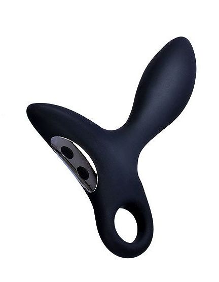 Черный силиконовый анальный вибромассажер Erokey с колечком-ограничителем - Erokay - в Батайске купить с доставкой