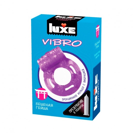 Фиолетовое эрекционное виброкольцо Luxe VIBRO  Бешеная гейша  + презерватив - Luxe - в Батайске купить с доставкой