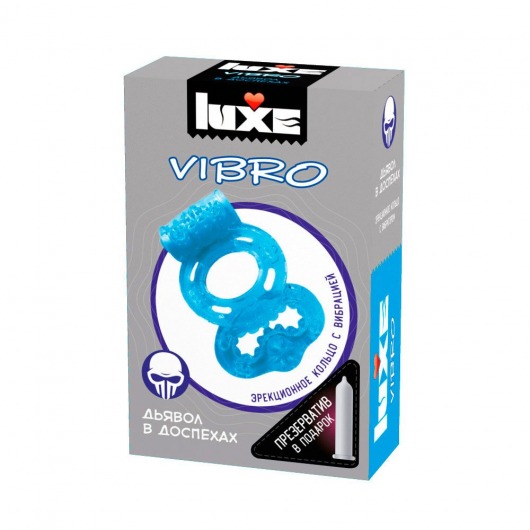 Голубое эрекционное виброкольцо Luxe VIBRO  Дьявол в доспехах  + презерватив - Luxe - в Батайске купить с доставкой