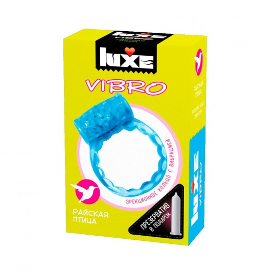 Голубое эрекционное виброкольцо Luxe VIBRO  Райская птица  + презерватив - Luxe - в Батайске купить с доставкой