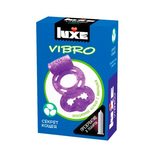 Фиолетовое эрекционное виброкольцо Luxe VIBRO  Секрет Кощея  + презерватив - Luxe - в Батайске купить с доставкой