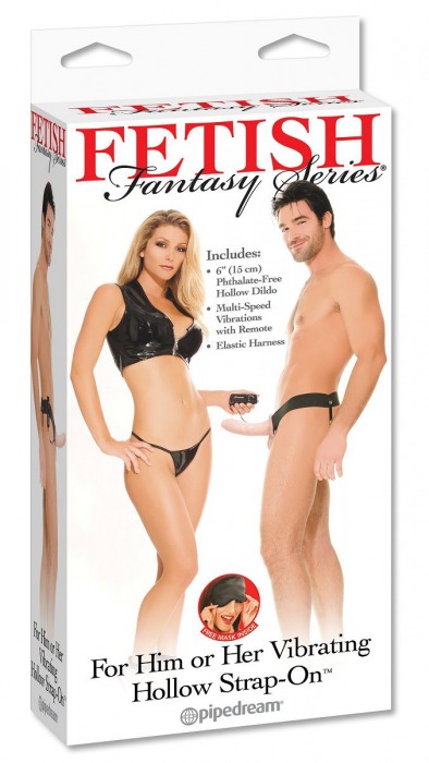 Полый страпон унисекс телесного цвета с вибрацией For Him or Her ​Vibrating Hollow Strap-On - 15 см. - Pipedream - купить с доставкой в Батайске