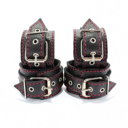 Черный бондажный набор с красной строчкой - БДСМ Арсенал - купить с доставкой в Батайске