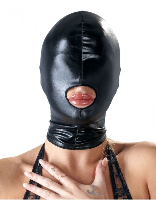 Черная эластичная маска на голову с отверстием для рта - Orion - купить с доставкой в Батайске