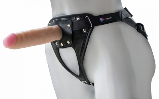 Черный пояс-трусики с насадкой  Soft-Принц  - 17 см. - LOVETOY (А-Полимер) - купить с доставкой в Батайске