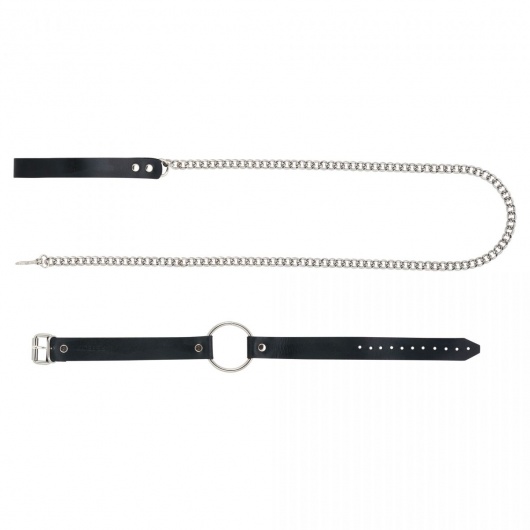 Черный поводок и чокер с кольцом Rada - Rebelts - купить с доставкой в Батайске