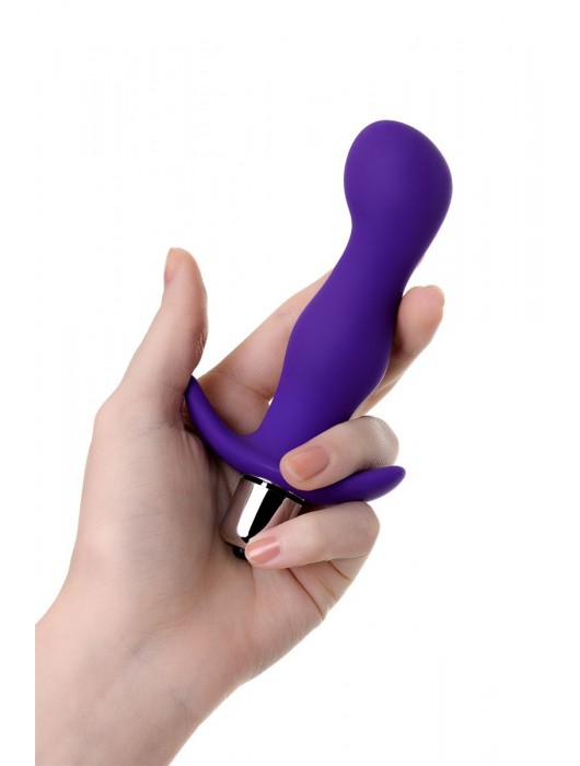 Фиолетовая изогнутая анальная вибропробка - 12,9 см. - A-toys