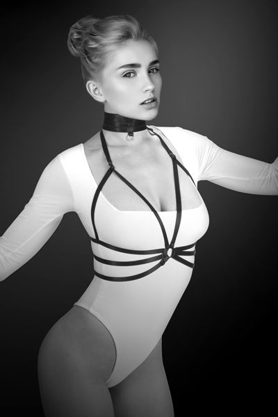 Черная упряжь на грудь Julia - Bijoux Pour Toi - купить с доставкой в Батайске