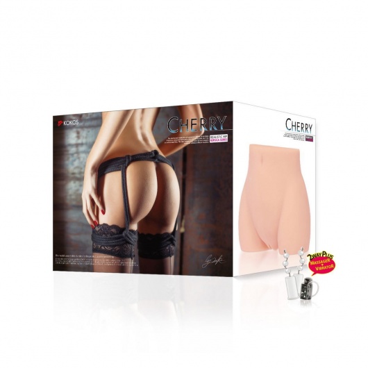 Мастурбатор-полуторс Cherry с вибрацией и двумя любовными тоннелями - KOKOS - в Батайске купить с доставкой