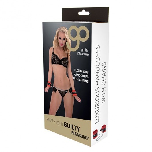 Красно-чёрные наручники на металлической цепочке - Blush Novelties - купить с доставкой в Батайске