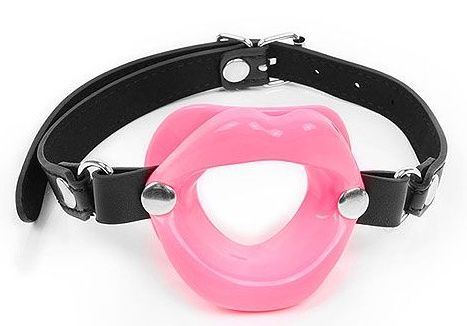 Розовый кляп-губки на черном ремешке - Notabu - купить с доставкой в Батайске