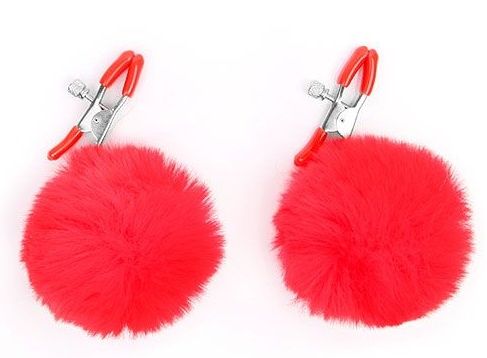 Зажимы для сосков с красным пушком - Notabu - купить с доставкой в Батайске